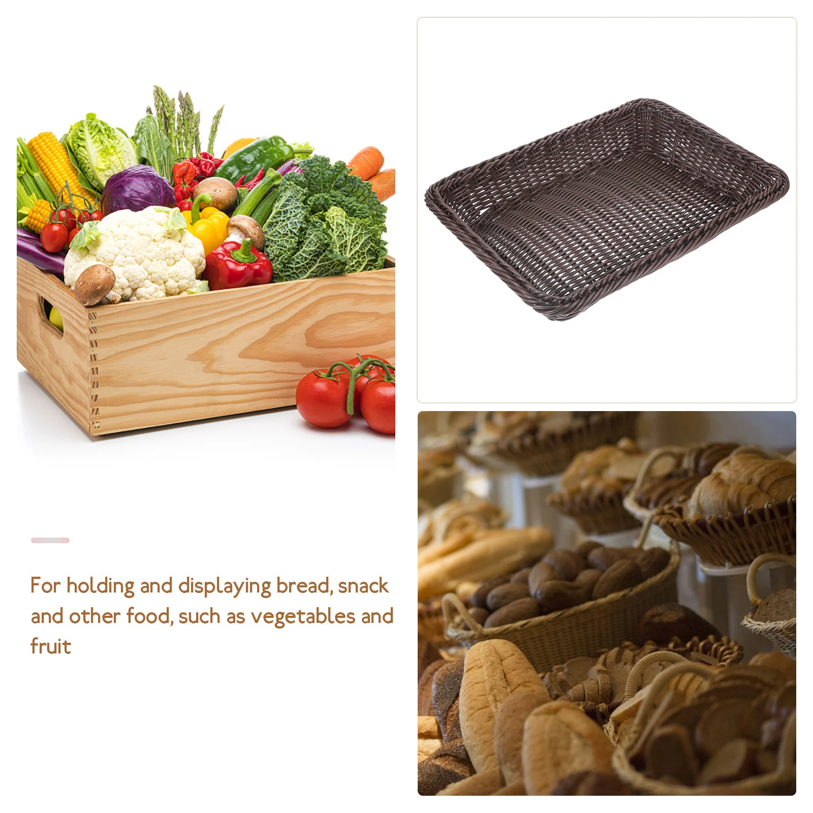 

Simulated Rattan Bread Basket Plastic Storage Organizer for Home Hotel Restaurant Desktop Snacks Fruit Tableware