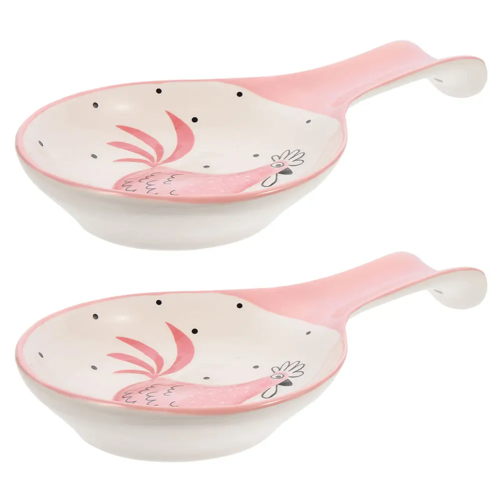 

2Pcs Ceramic Spoon Rest Wear-Resistant Tableware Organizer for Home Kitchen and Gifts Ceramic Spoon Rest