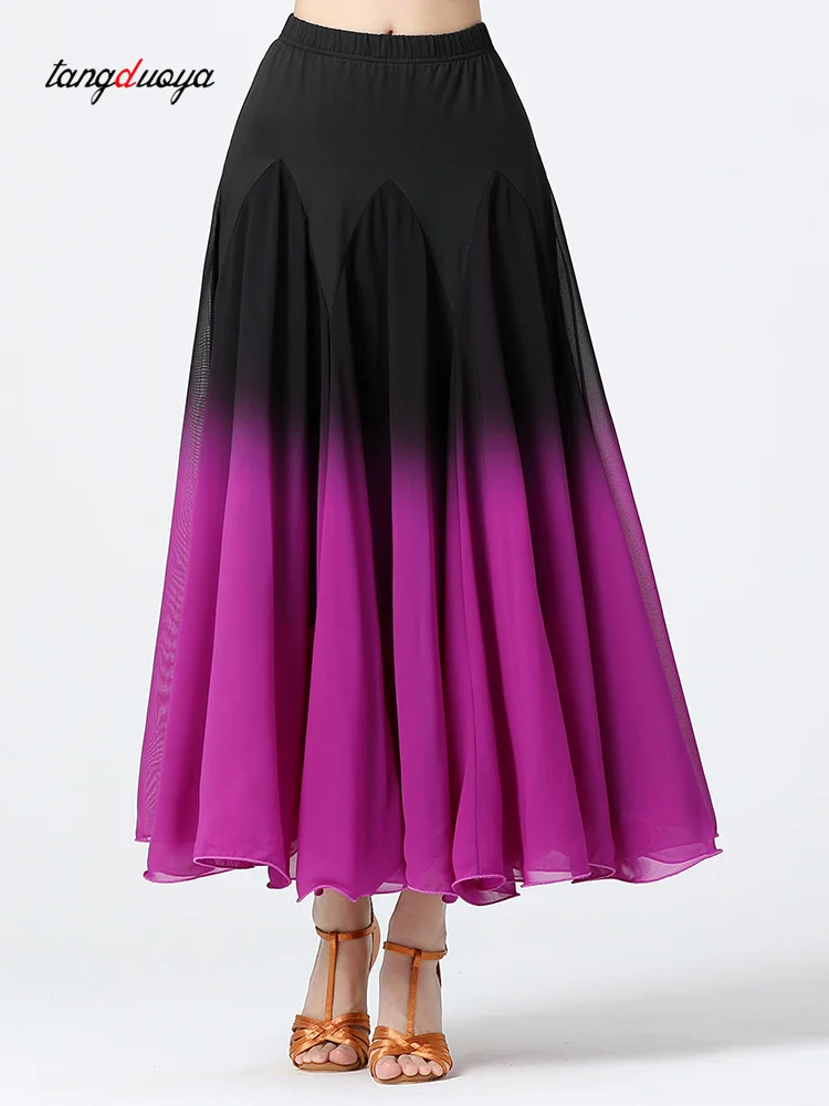 Modern dance half-length skirt New Modern Dance Performance Costumes Long Gradient Color Dancing Skirt with Large Hemline