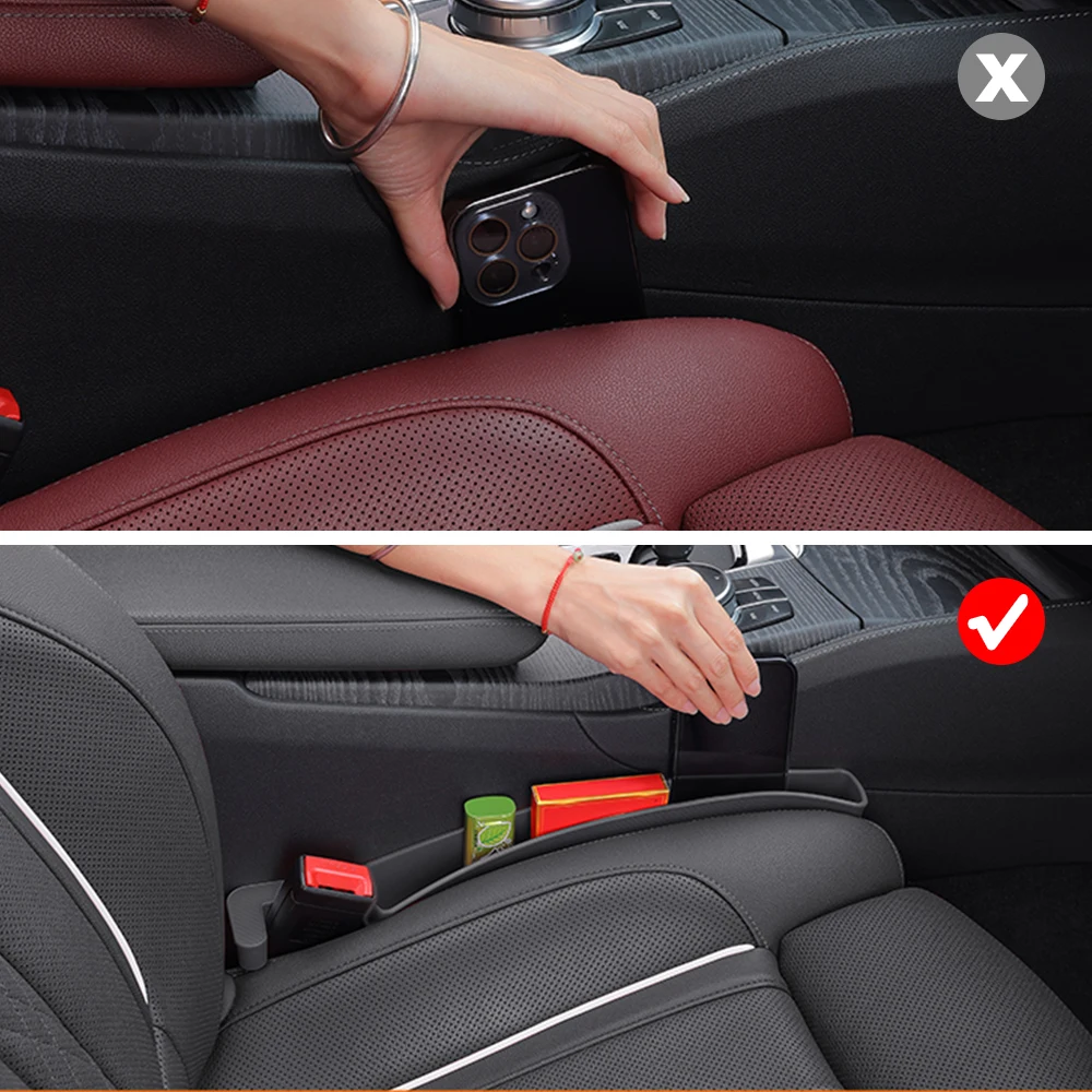 Assento de carro Console Gap Filler Side Organizer Bolso Multifuncional Saco De Armazenamento Acessórios Para Mercedes Benz W205 CLA AMG W204 ML W177 W212 GLC W211 GLE W166 W245 W164 W206 GL X166 W203 W213 W221 GLK W17