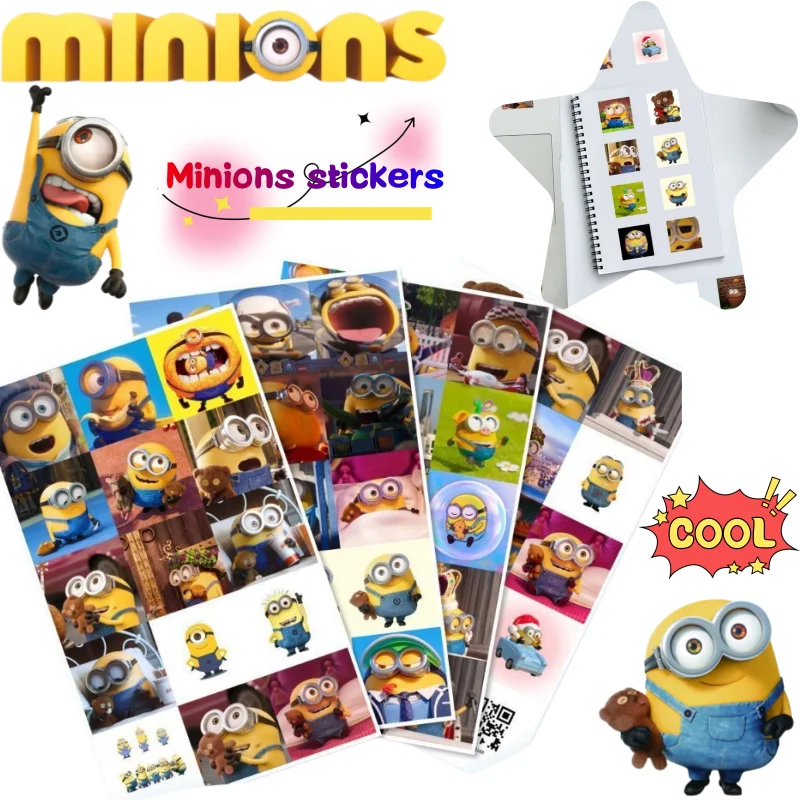 Minions Despicable Me Dave Bob Tim Sticker High Color Value Cute Printed Student Notebook Graffiti Waterproof DIY Fun Sticker
