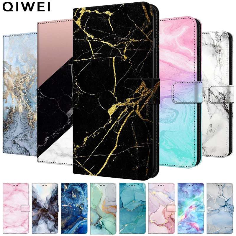 Marble Leather Flip Case For Samsung Galaxy A32 4G A52 A72 A52s 5G A22 A22S A12 A42 Wallet Phone Case A 52 Stand BOOK Cover Bag