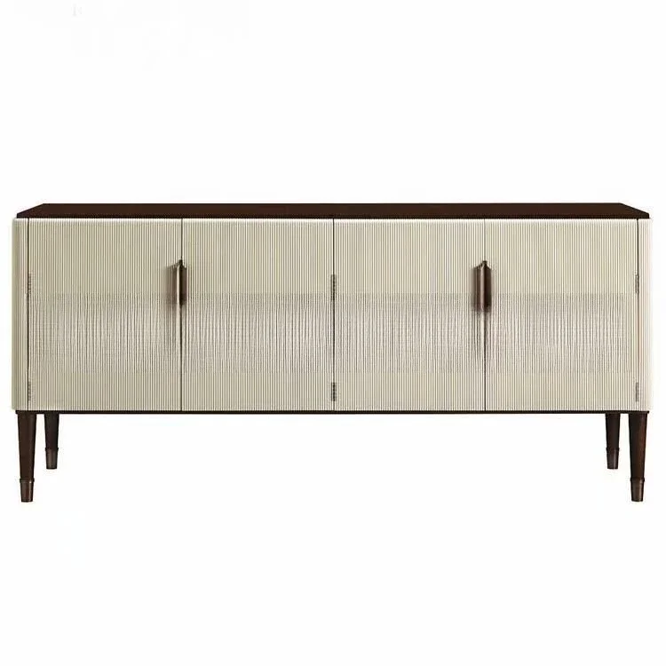 

American light luxury postmodern, solid wood TV cabinet living room, simple audio-visual cabinet, four-door locker