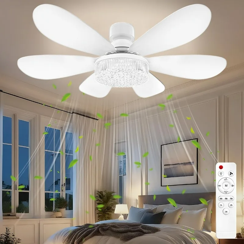 

40W Ceiling Fan Light with Remote Control 3 Color Dimming E27 Base Detachable Fan Blade Living Room Bedroom Ceiling Fan Light