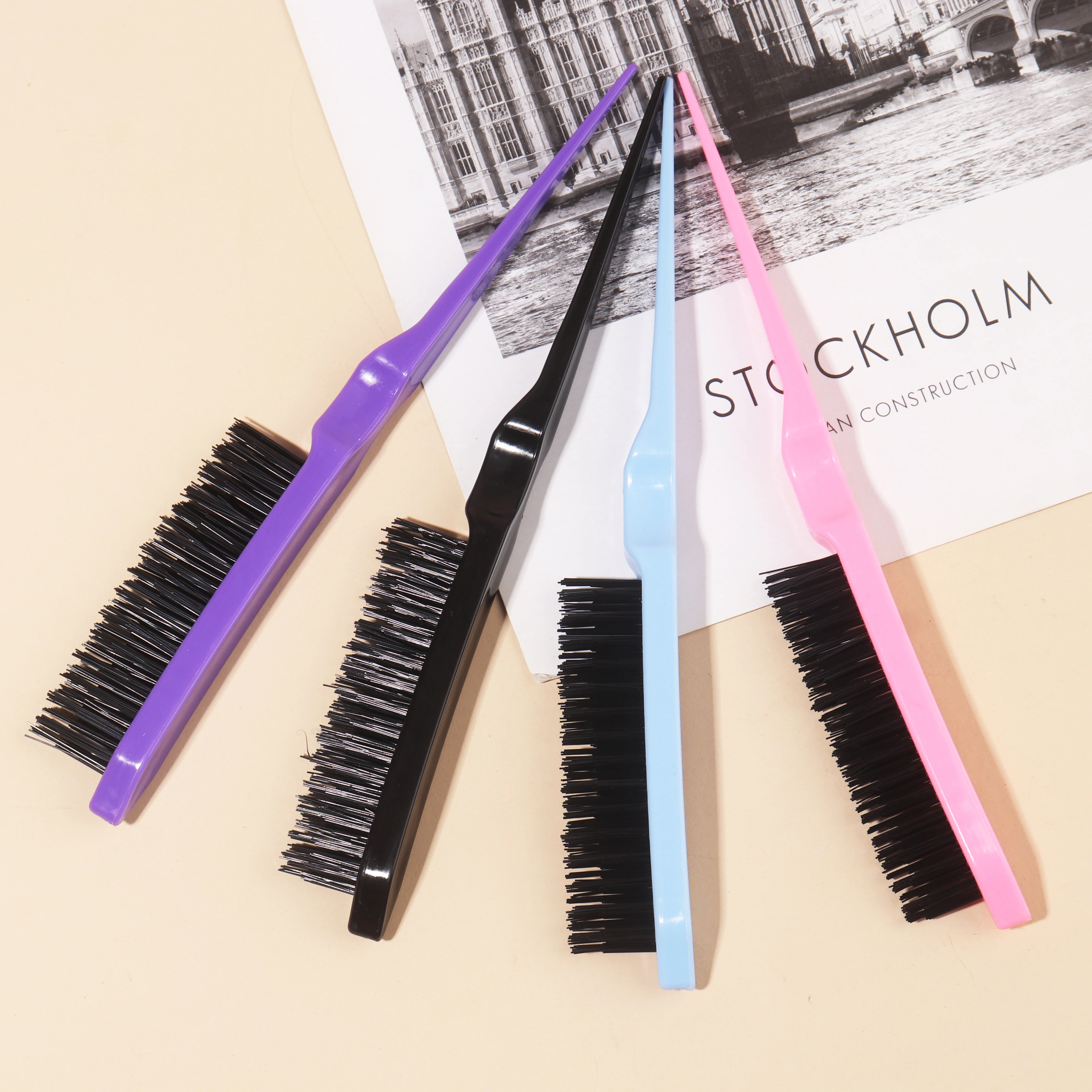 1 قطعة فرشاة إغاظة الشعر ، فرشاة تمشيط الظهر في الصالون فرشاة إغاظة ذيل الجرذ فرشاة إغاظة الشعر من النايلون لأداة تصفيف تمشيط الظهر