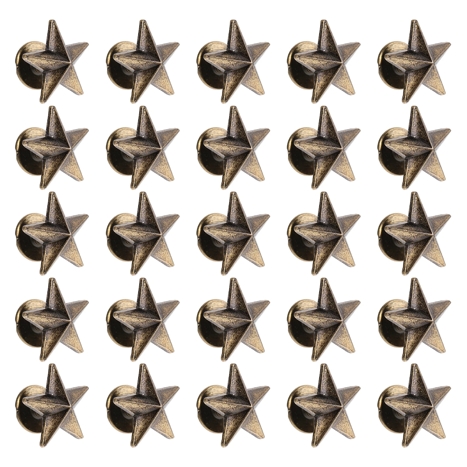 

50pcs Five pointed Star Rivets 14mm Gold Punk Spikes DIY Studs for Clothing Shoes Belt Bag Hats Decor Craft Sewing Supplies