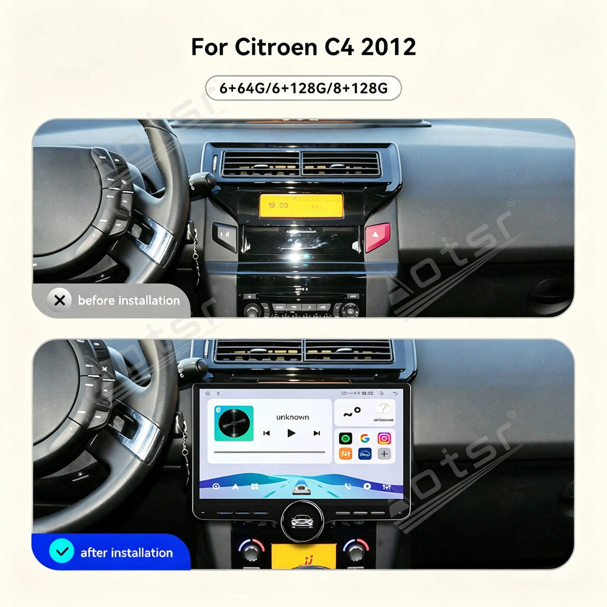 GPS Navi Radio For Citroen C-Quatre 2012 11.5'' Android 15 Head Unit Stereo GPS Navigation Wireless CarPlay Android Auto