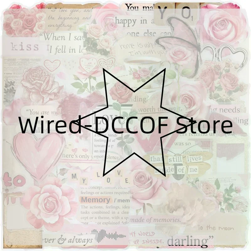 50 Pcs Vintage Rose & Love PVC Graffiti Stickers Retro Style Unique Decorative Journal Labels Handmade Art Supplies