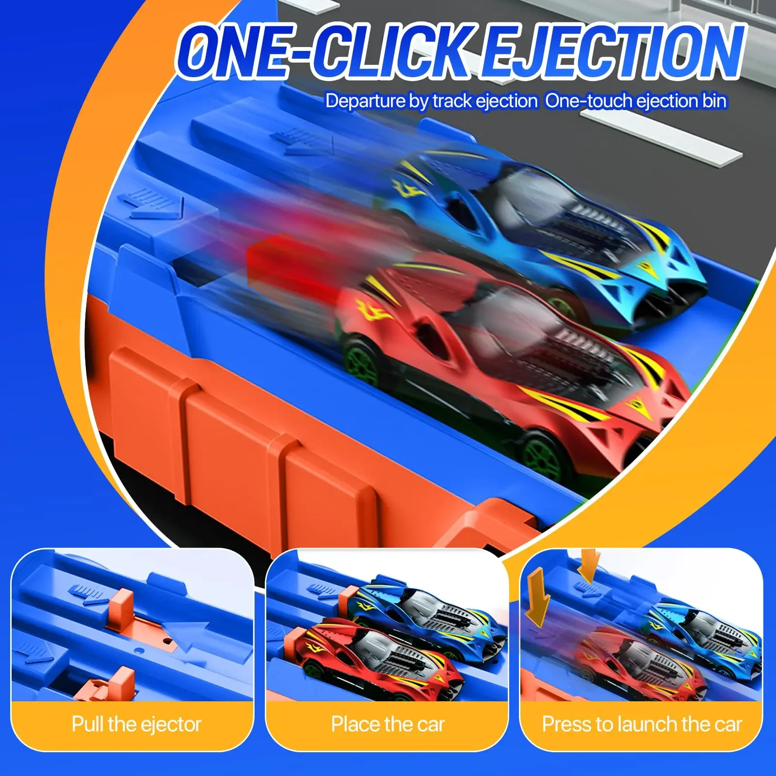 Dinosaur Transport Truck Toy Race Track Folding Dino Carrier Car Set with Mini Cars Gifts for Kids Boys Ages 3-5 Toddlers Toys