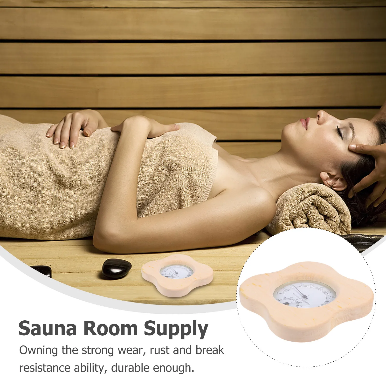 1Pcs Premium Sauna Room Hygrometer Wooden Humidity Meter Thermometer Delicate Dial Easy Reading Rust Break Resistant Humidity