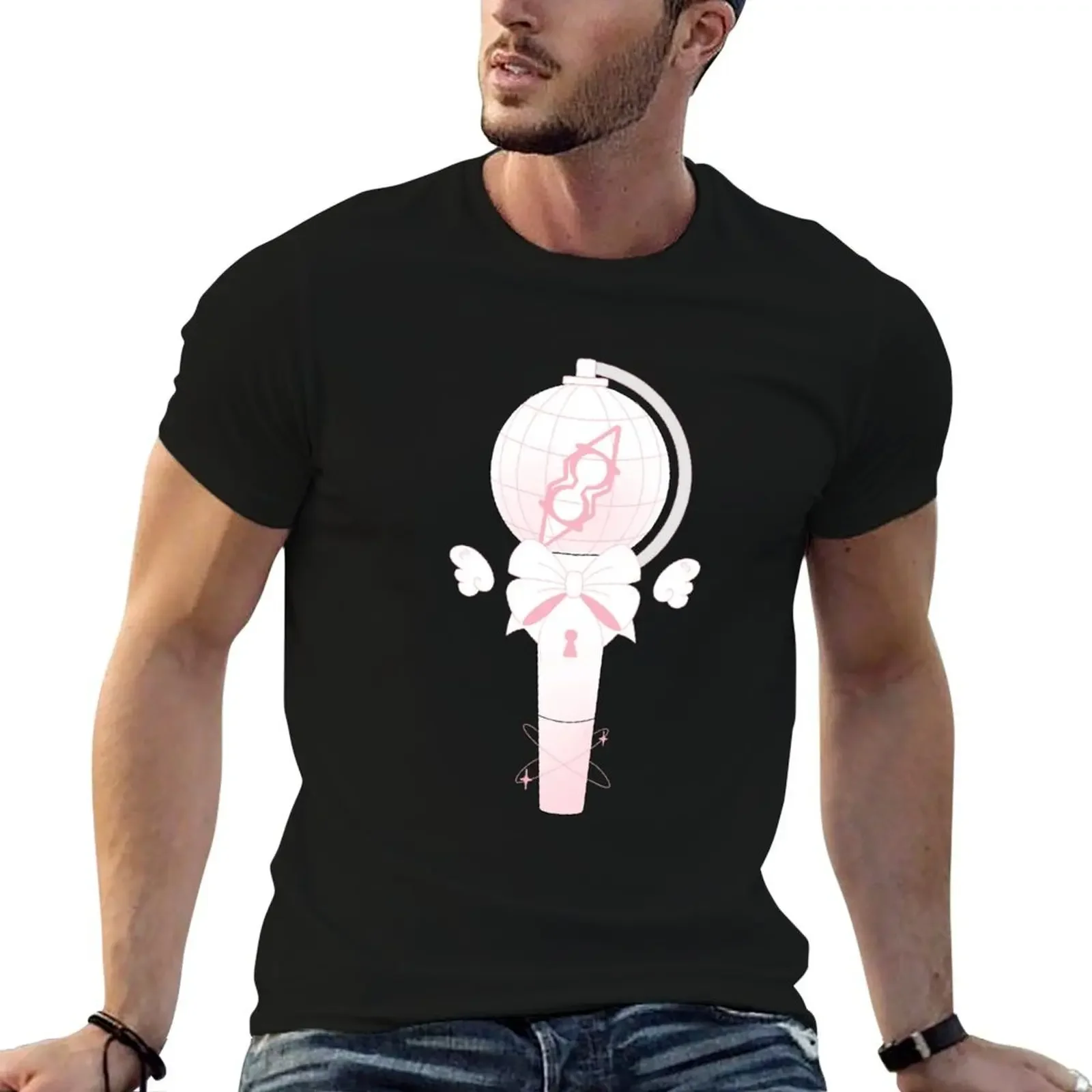 ateez lightstick kpop pink kawaii T-Shirt customs design your own oversized plain black t shirts men