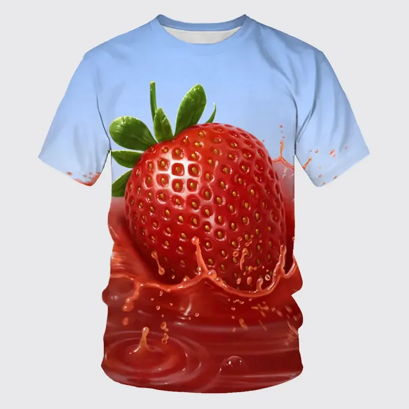 New Fruit Hip Hop Strawberry Style Men's and Women's T-shirt Novelty 3D HD Digital Couple Print Short Sleeve High-quality Tops