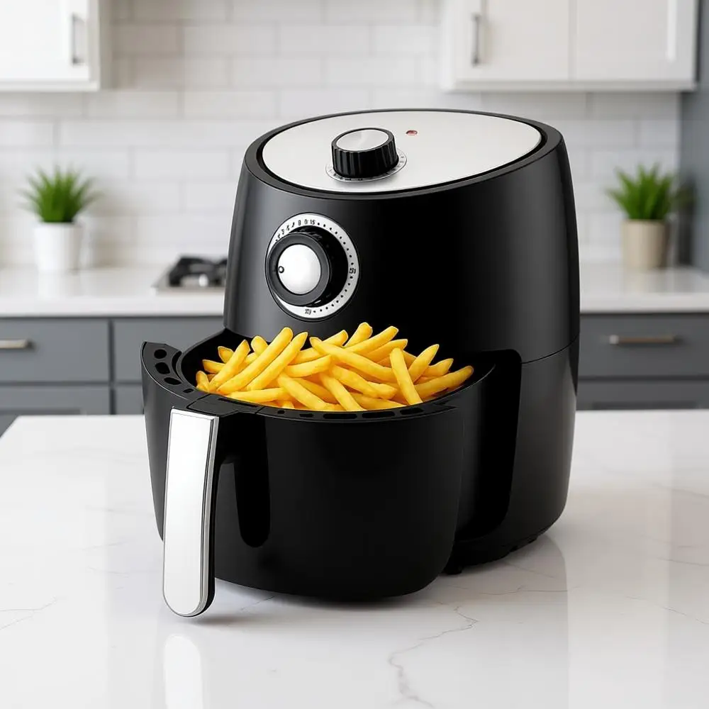 

1000w 2 Quart Personal Air Fryer, Counterspace, Oil-free Cooking with Removable Deep Non-Stick Basket, Black