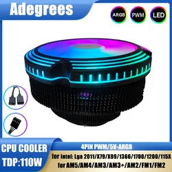 Adegrees ARGB CPU Air Cooler 4PIN PWM 120MM CPU Fan for Intel LGA 1150 1151 1155 1156 1366 1700 2011 X99 X79 AMD AM3 AM4 AM5