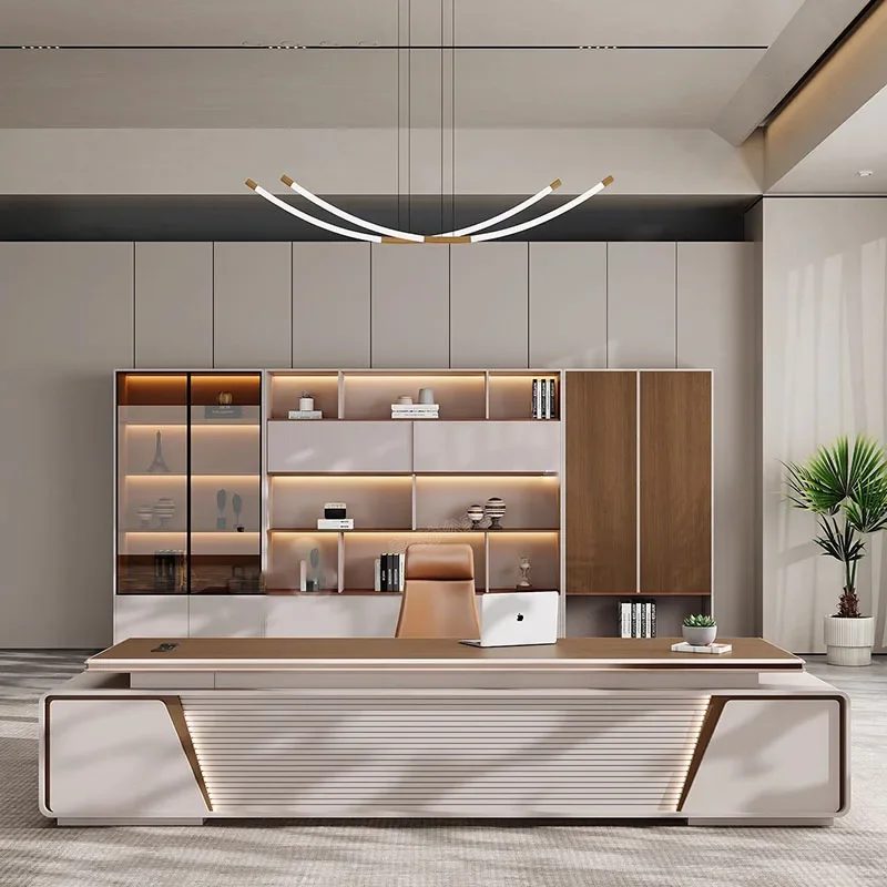 a*-Modern Computer Office Desk Standing Luxury Minimalist Study Office Desk Crafts Aesthetic Meuble Bureau Commercial Furniture^