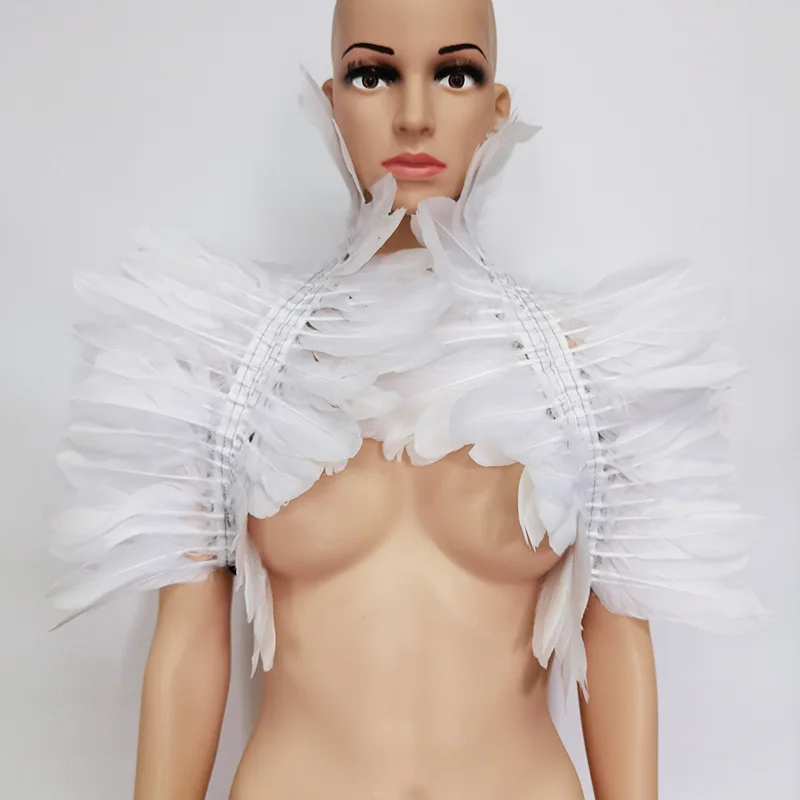 

White Samba Carnival Feather Shawl for Women Cosplay Halloween Luxury Shoulder Wraps Sexy Punk Gothic Nightclub Rave Wear