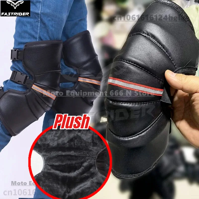

Winter Motorcycles Warm Plush Knee Protectors Protectors Leg for Men Women Windproof Waterproof PU Knee Protectors