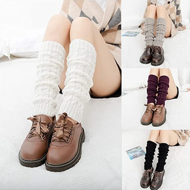 15 Colors Autumn Winter Women's Solid Color Socks Leg Warmers Knitted Long Knee Foot Cover Socks Ladies Girls Leg Warmer Socks