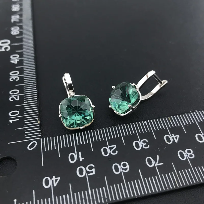 CSJ Green Gemstone Jewelry Sets Sterling 925 Silver Amethyst 10mm for Women Christmas Party Handmade Jewelry Gift