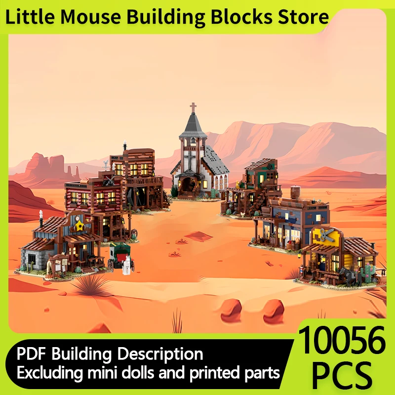 

Medieval Castle Model MOC Building Bricks Retro Western Town Modular Technology Gifts Holiday Assemble Children Toys Suit