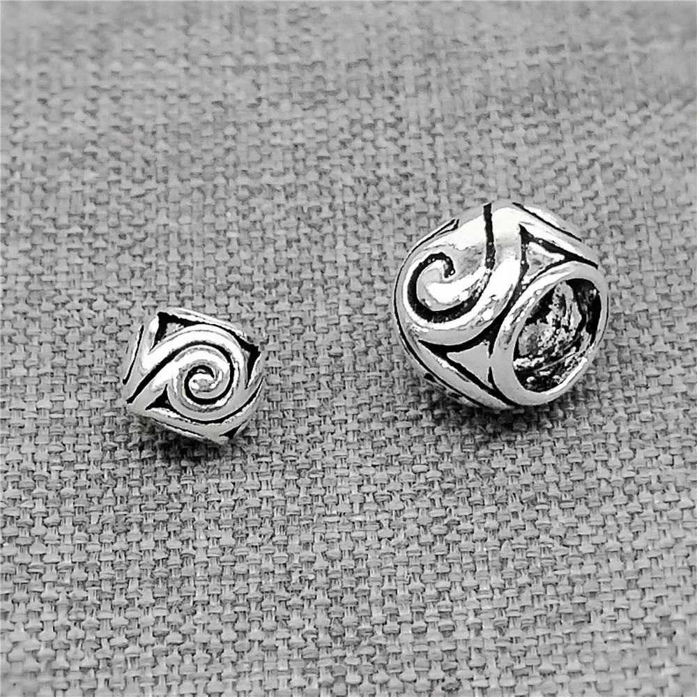 

6pcs of 925 Sterling Silver Spiral Rondelle Beads Large Hole 3mm 5mm for Bracelet Necklace