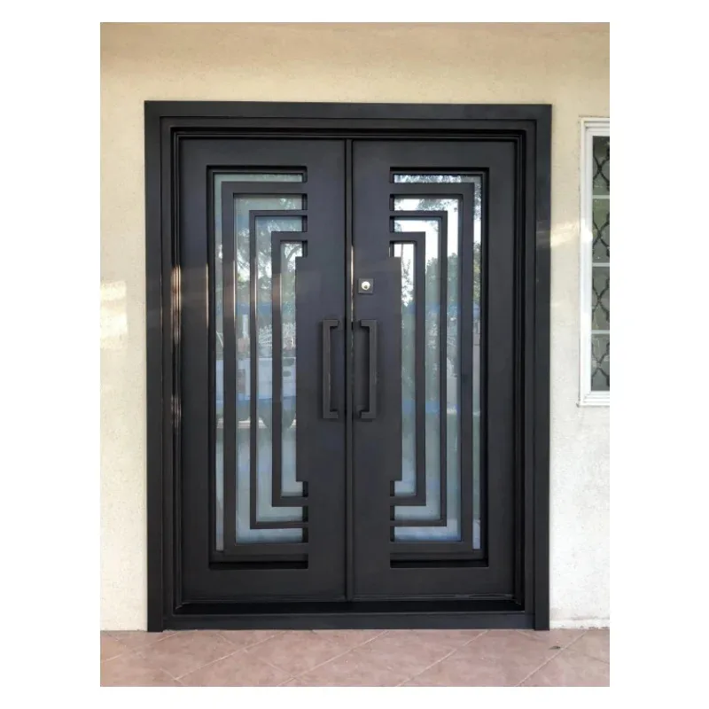 Customizable Wrought Entry Double Doors for Houses Modern Villa Outdoor Apartment Iron Door Customization Support