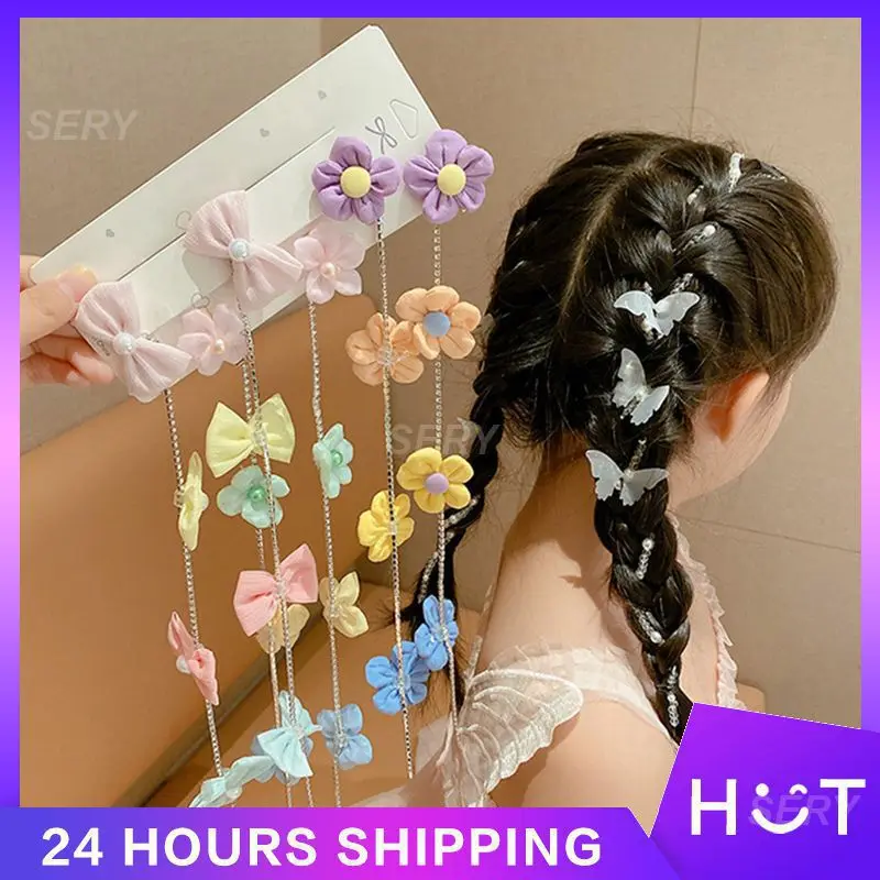 Flower Hair Chain Wear Resistance Flower Hairpin Hairstyle Design Girl's Hairpin Lovely Flowers Bow Hairpin Braided Hair Chain