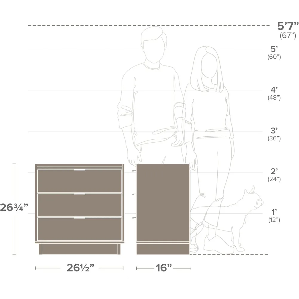 منضدة حديثة بسيطة من خشب البلوط الطبيعي، طاولة جانبية لغرفة النوم مع 3 أدراج، الأبعاد 26.5 عرض × 26.75 ارتفاع