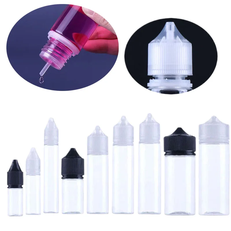 5Pcs 10/15/30/50/60/100/120ml Empty Clear Plastic Dropper Bottles Childproof Cap E Juice Liquid Drop Bottle Vape Oils Containers