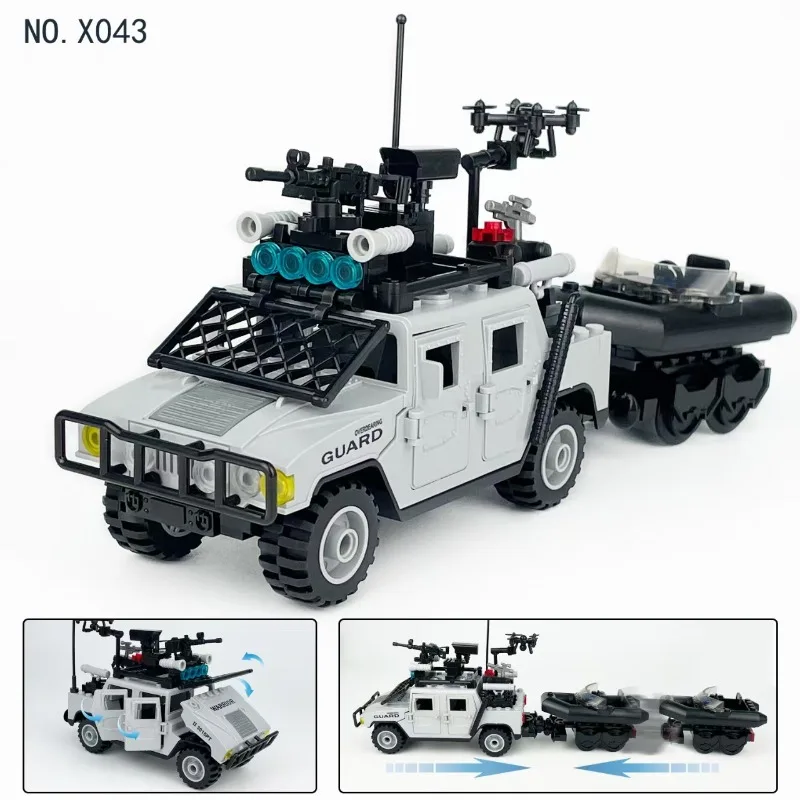 Emergency command vehicle container Hummer children's educational assembly building blocks toy gifts
