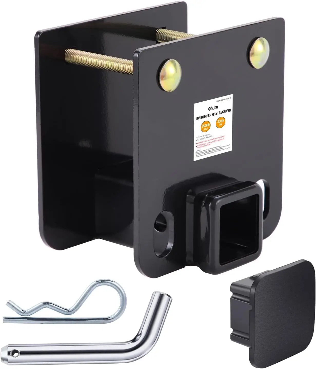 

RV Bumper Hitch 2' Receiver Adapter with Pin & Cover, 3500 LBS, Fits 4'x4' Bumper