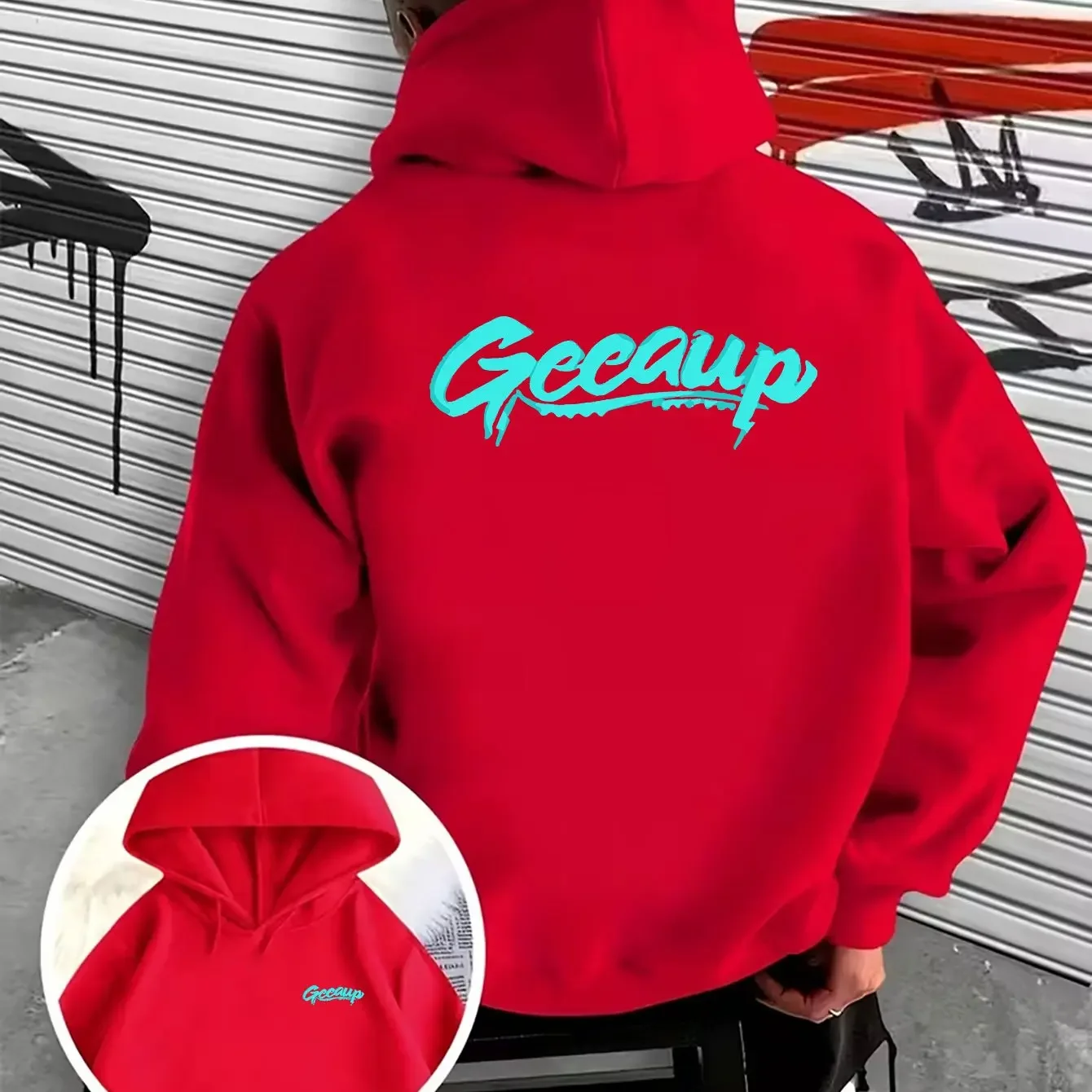 Aesthetic Handwritten Signature Font Double‑Sided Graphic Hooded Sweatshirt Men Loose Pullover Hoodie Unisex