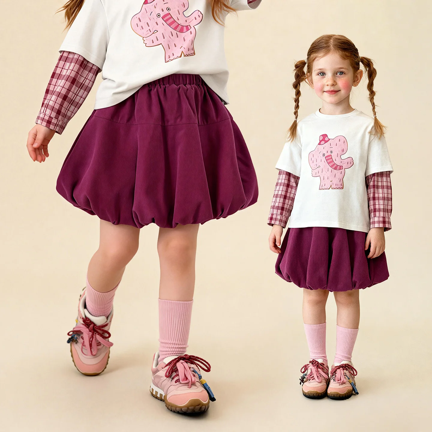 Amila 2026 Spring Girls' Purple Short Skirt Sweet And Cute Flower Bud Short Skirt Fashion Trend Daily Versatile Bottom