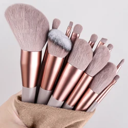 Soft Fluffy Maquiagem Brushes Set, cosméticos, Fundação, Blush, pó, sombra, Kabuki, mistura, ferramenta de beleza, 13 pcs