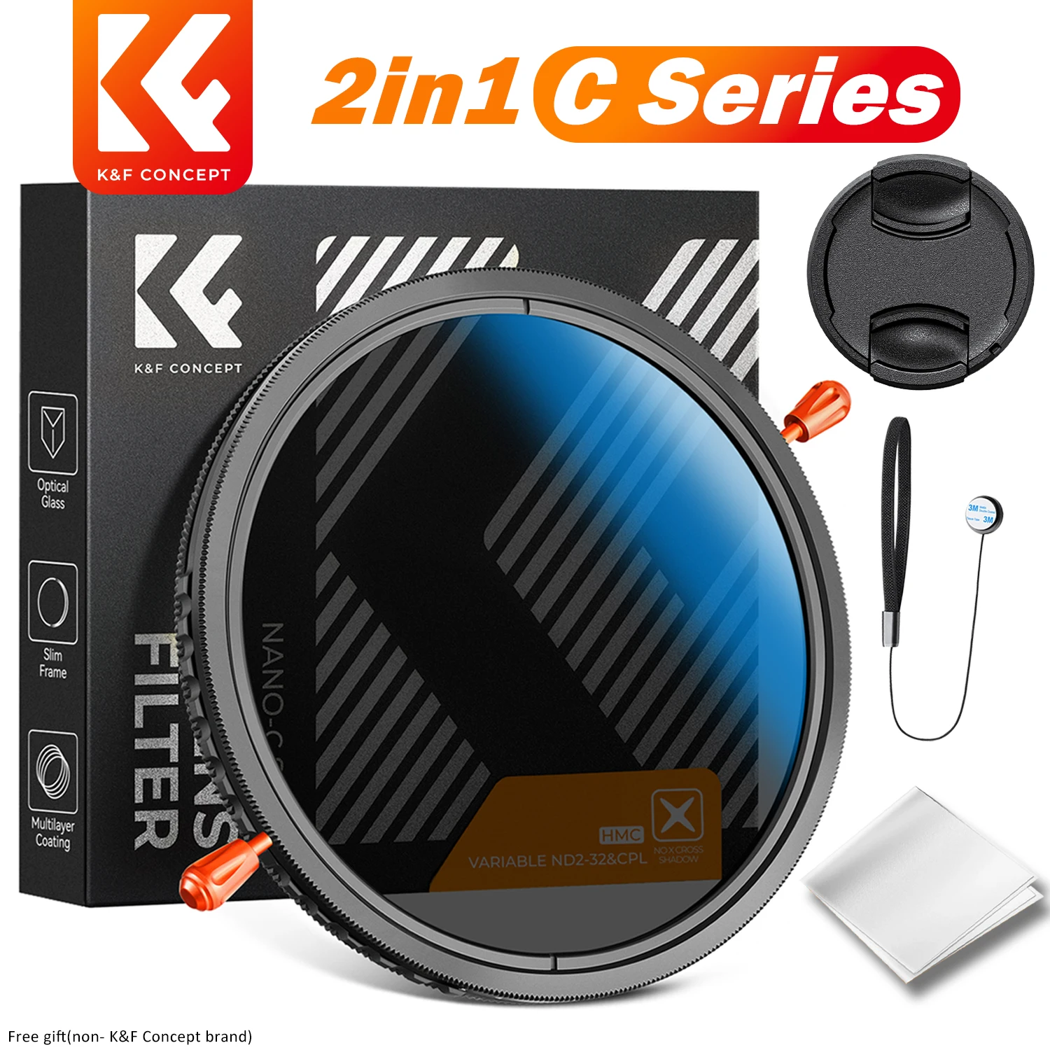 K&F Concept ND CPL 2in1 Filter 37-82mm CPL ND Filter Variable ND Multifunction Filter ND2 ND32 67mm VND Filter ND2-32 C Series