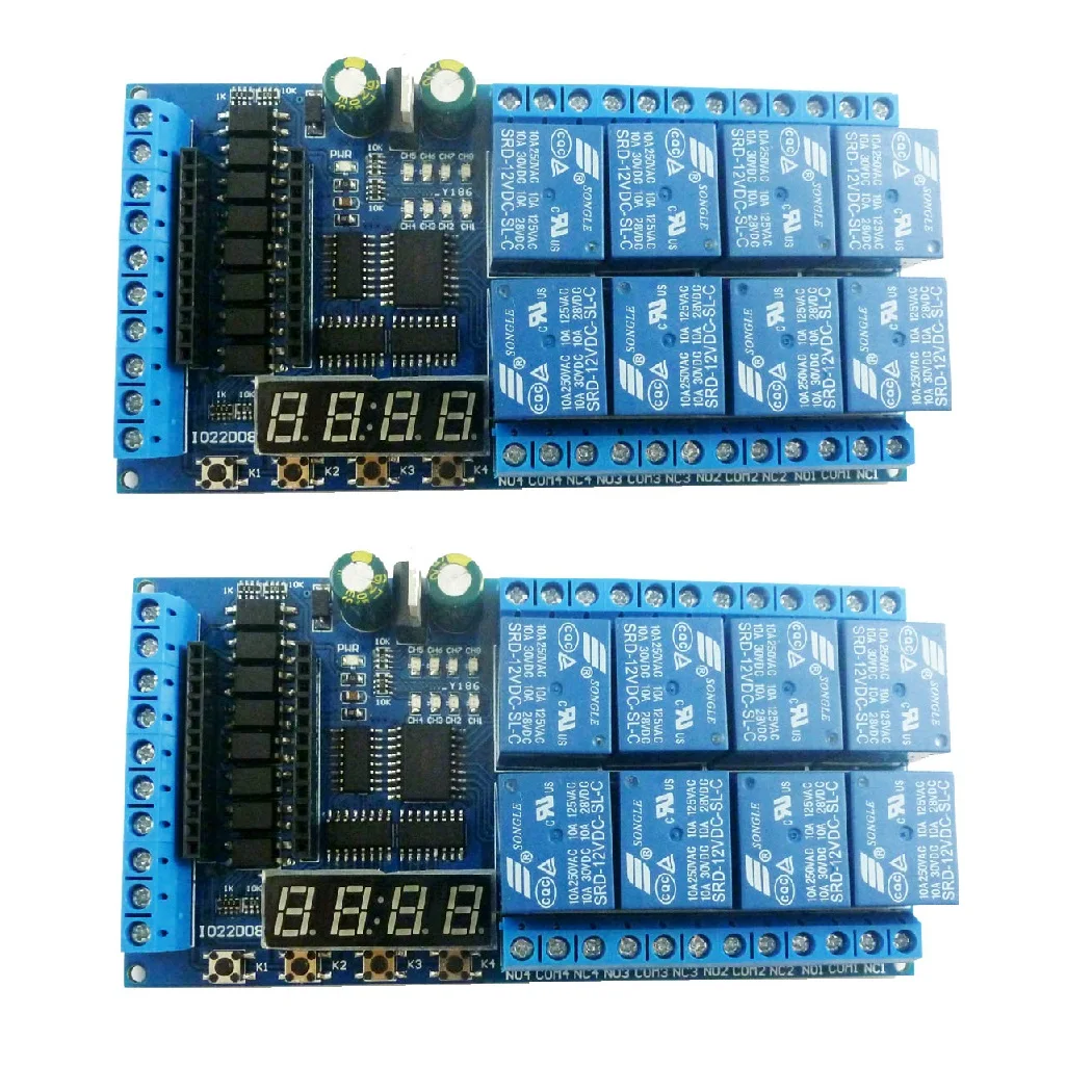 2 Pcs DC 12V 8 CH Pro Mini PLC Relay Module For Arduino Multifunction Delay Timer Switch Board