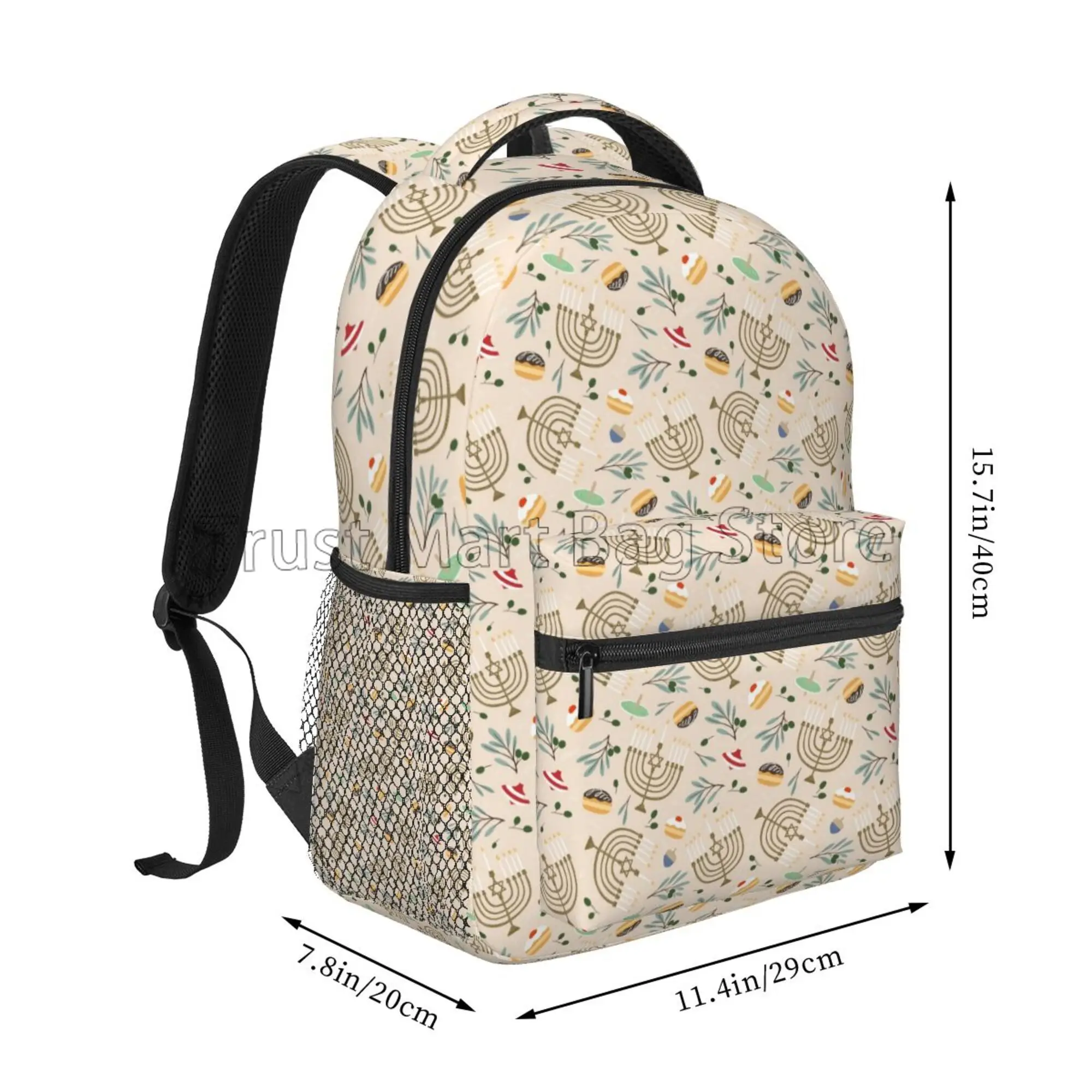 Mochila de viaje con patrón de Festival Happy Hanukkah para mujeres y niñas, bolsos de hombro ligeros informales, mochilas escolares para estudiantes, mochila de día