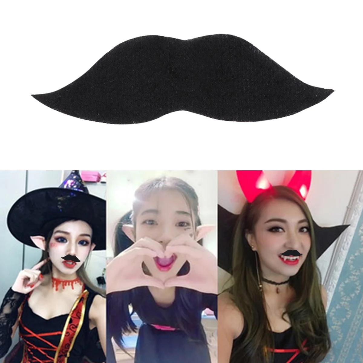 6 Pcs Novelty Mustaches Masquerade Party Decorations Cosplay Props Prom Black Self Adhesive