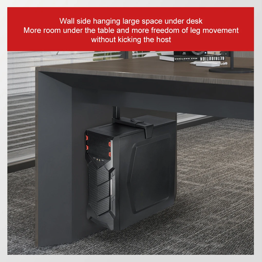 Adjustable CPU Holder Under Desk Thick Steel Plate Safe And Stable Easy Installation Host Bracket black