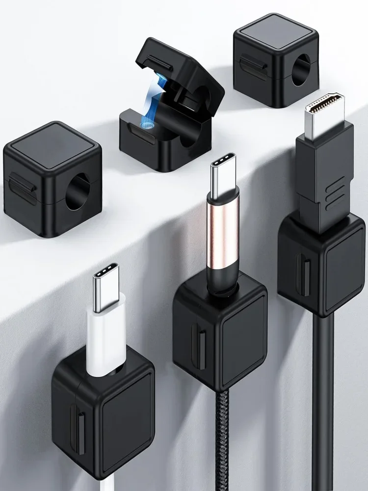 1/3/6 PCS Magnetyczny organizer kabli Klipsy do kabli Zarządzanie drutem Uchwyt ścienny Nawijarka kabla danych Regulowany uchwyt na przewód pod biurkiem — zdjęcie 2