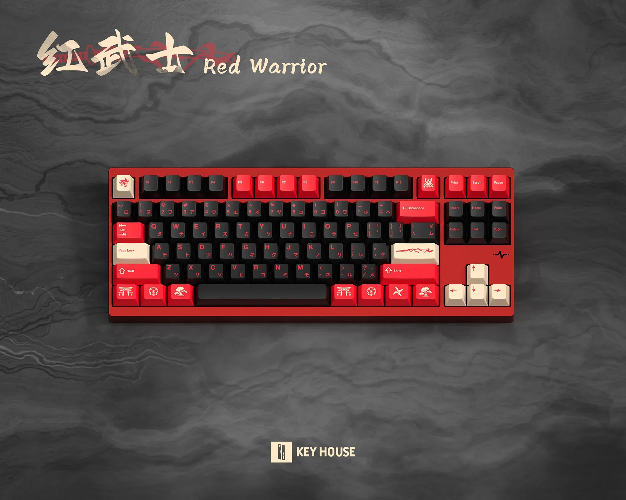 Keyhouse-teclado rojo samurái GX87 Wob Crush80, personalizado, PBT, perfil de cereza, tapa de llave, sublimación térmica, Compatible con Wooting