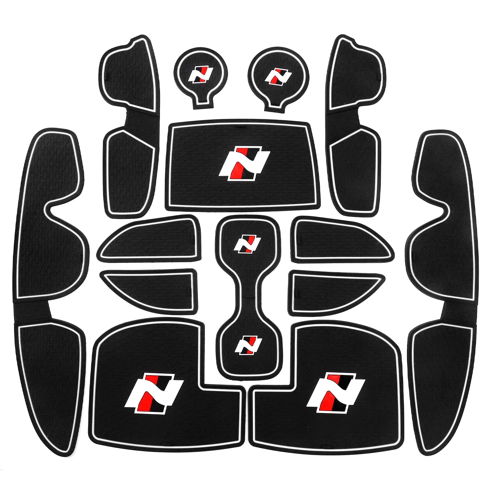 Anti-Slip Gate Slot Cup Mat for Hyundai I30 I30 N 2017 - 2022 Non-Slip Door Groove Pad Interior Accessories 14pcs/set