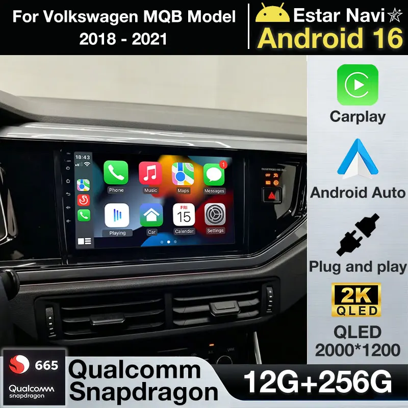 Radio para Auto Android 16 para Volkswagen VW MQB POLO VI Jetta MK7 T6 Bora 2018-2021, Reproductor Multimedia GPS, Unidad Principal Navi, Estéreo DSP