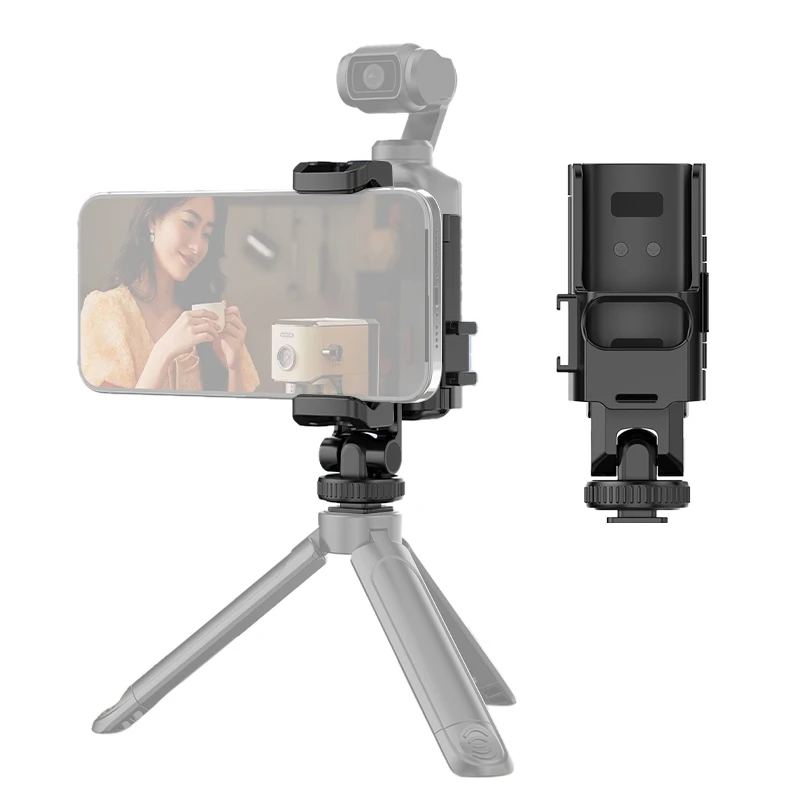 PULUZ for DJI OSMO Pocket 3 Protective Frame Expansion Phone Clamp Compatible with Tripod Pole Phone Clamp
