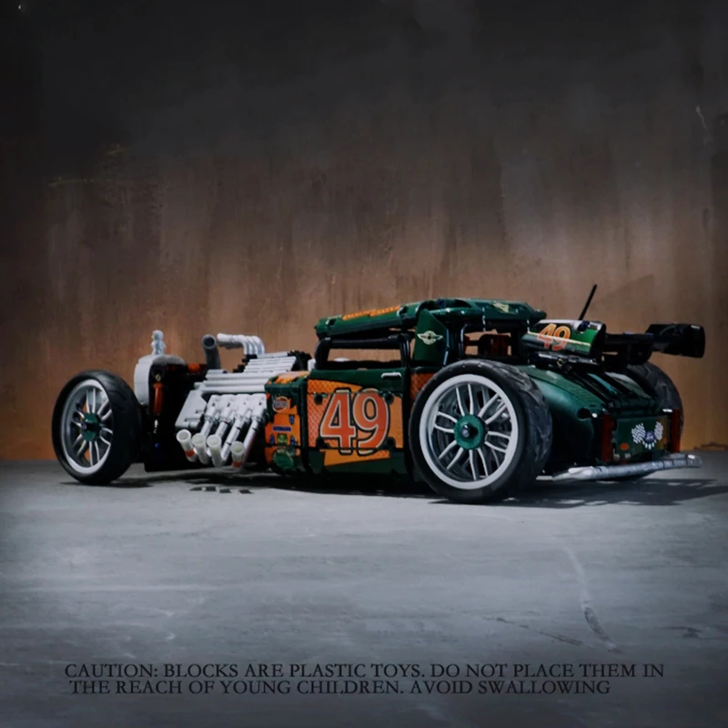 2618 Uds. Técnico Ford Hot Rod 1949 modelo de coche Retro bloques de construcción vehículo modificado montar ladrillos juguetes regalos de cumpleaños para niño
