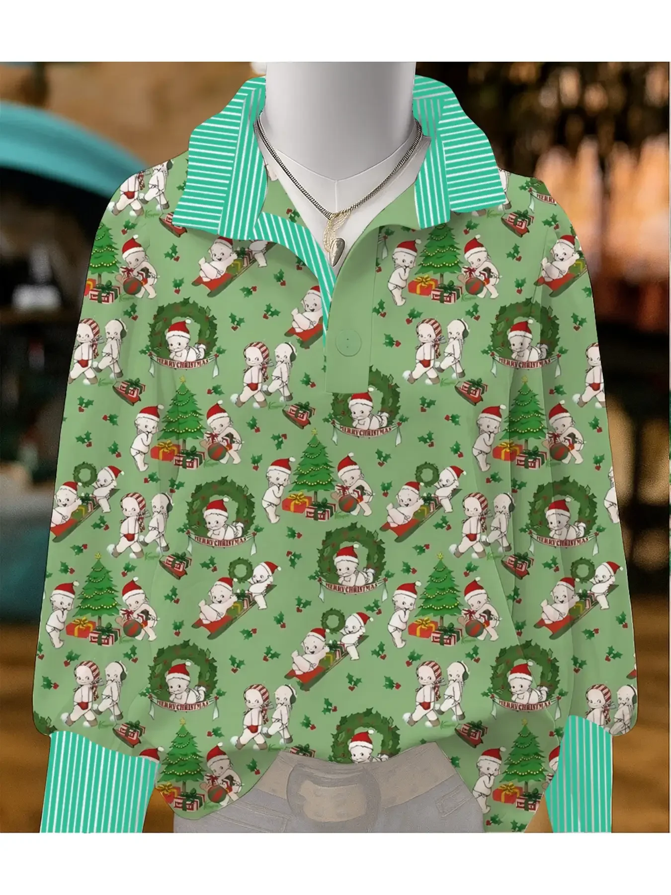 

2026 New Christmas Women's Top Spring and Autumn Winter Women's Stand up Collar Shirt Long Sleeve,