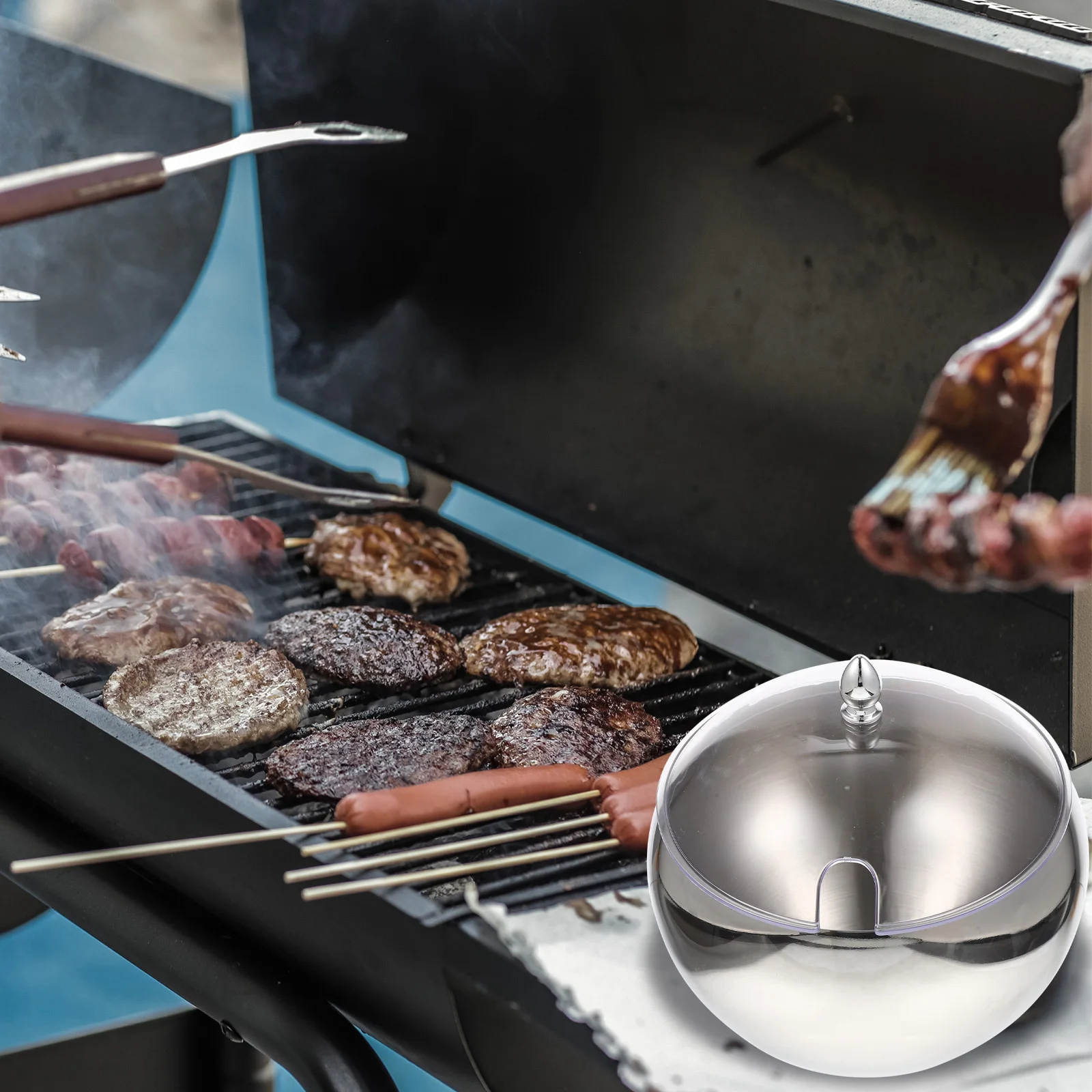 

Large Stainless Steel Multipurpose Oblique Mouth Bowl Lid Suitable Candy Pepper Spices Sauce Snack Container Durable Easy Clean