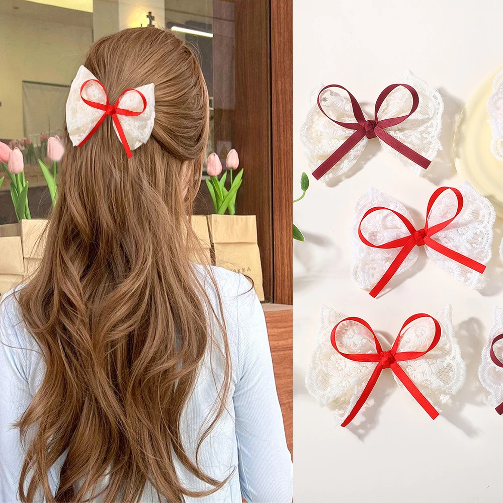 

Elegant Lace Bow Hair Clips for Women Girls Sweet Butterfly Bowknot Hairpins Barrettes Version Edge Hair Accessories Summer