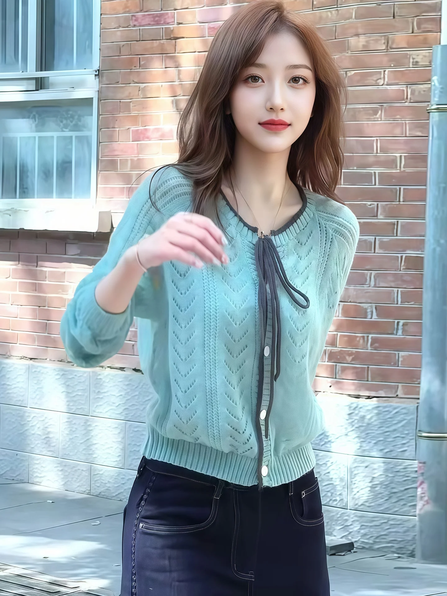 Ele Long Sve Camere Suéter con cinturón Sli Lazy Trendy Open Cardigan Top de punto para mujer Temporada de otoño