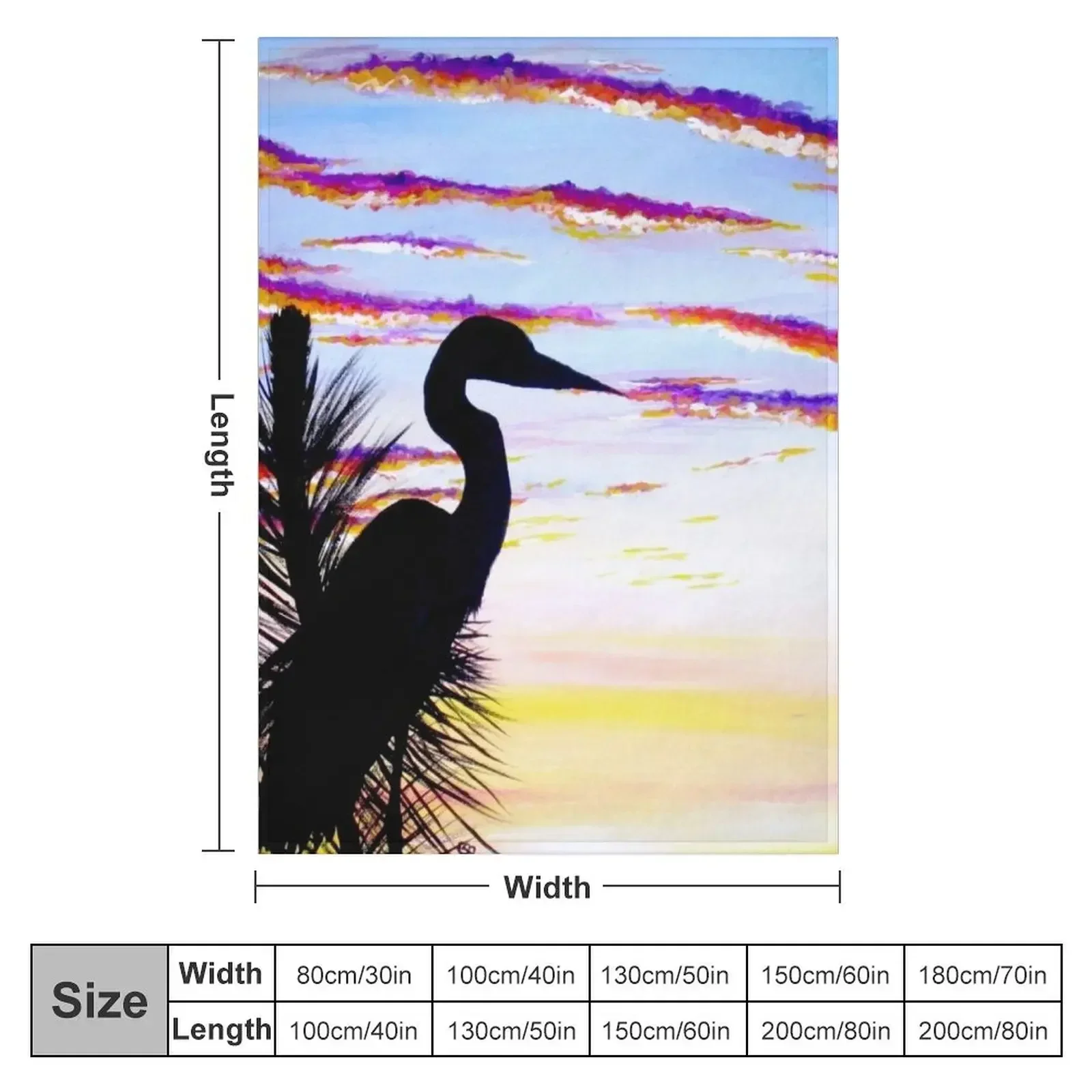 Heron Sunset Throw Blanket Soft Big wednesday Blankets